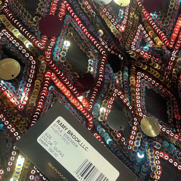 Ramy Brook Silver Pink Sequin Sheath Mini Dress - Picture 4 of 4